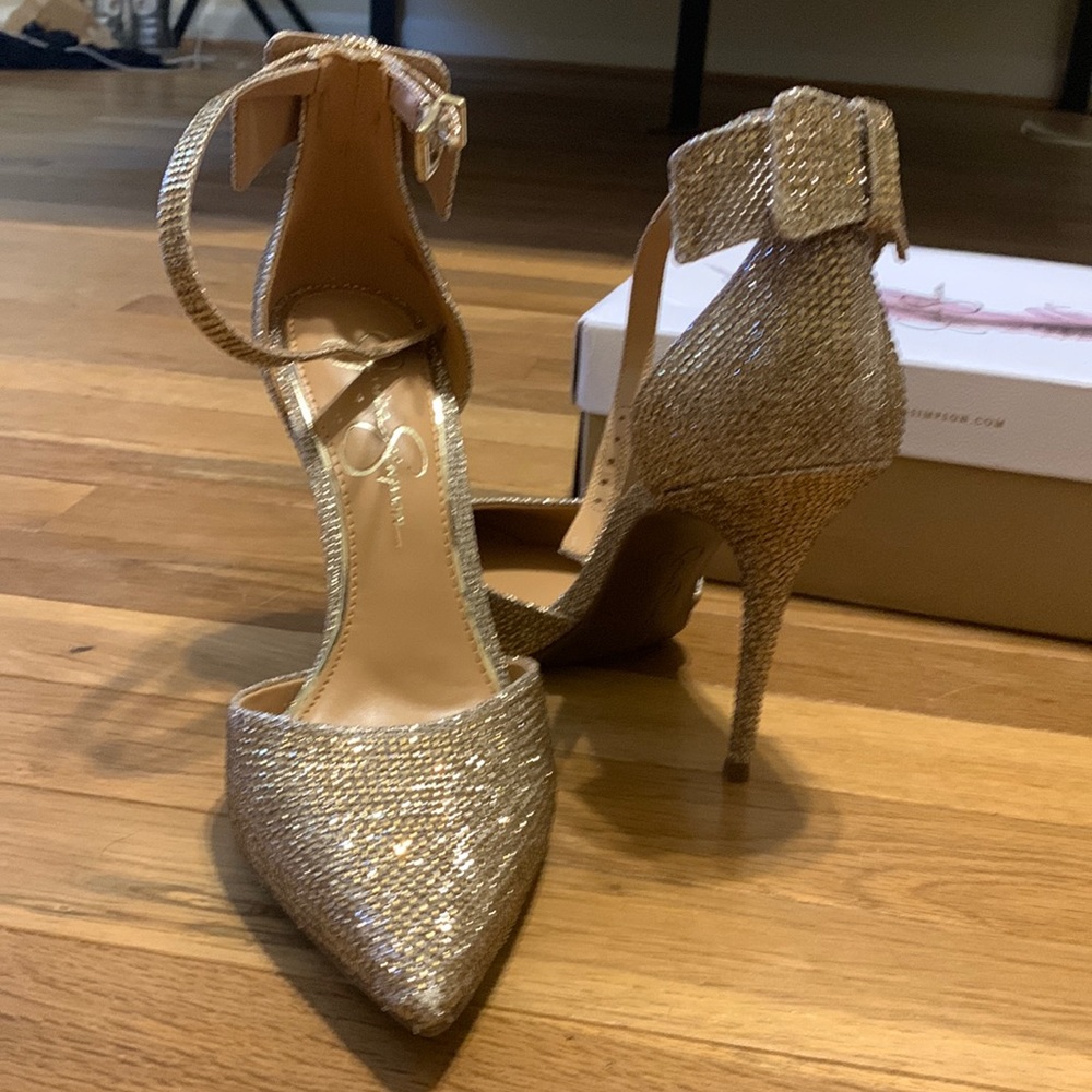 Jessica Simpson Gold Sparkle Heels